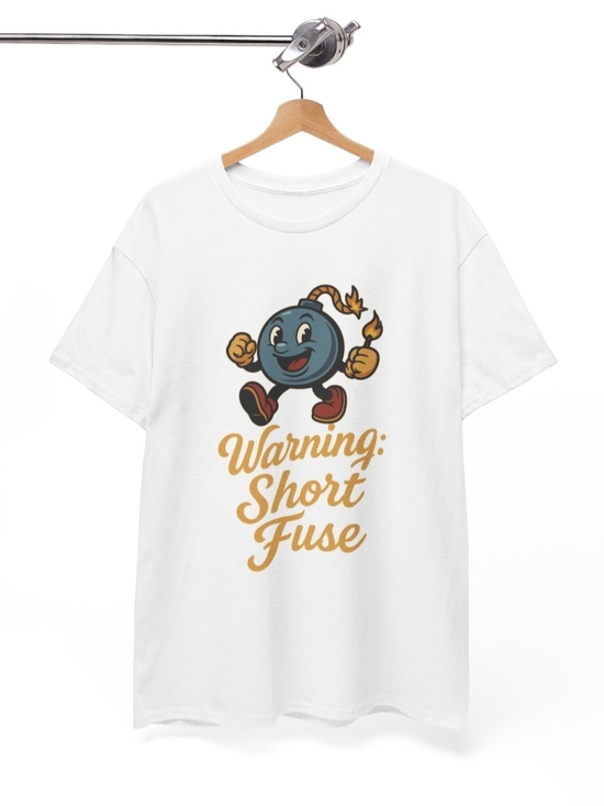Other - Graphic 'Warning: Short Fuse' White Tee